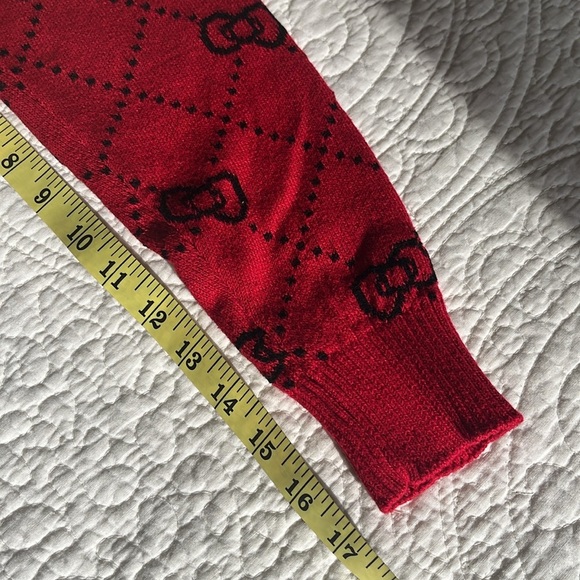 NWT Sanrio Hello Kitty Sweater Pullover XS Long Sleeve Red Bows Retro 70's 80's - Picture 10 of 17